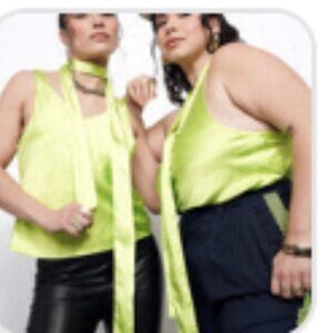 THE EMPOWER ADJUSTABLE SATIN CAMI-LIME-GREEN
